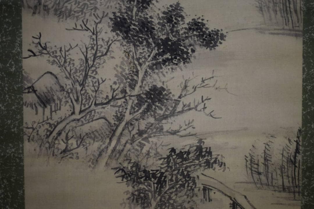 不詳/作者不詳/山水舟人物画賛/布袋屋掛軸HF-820