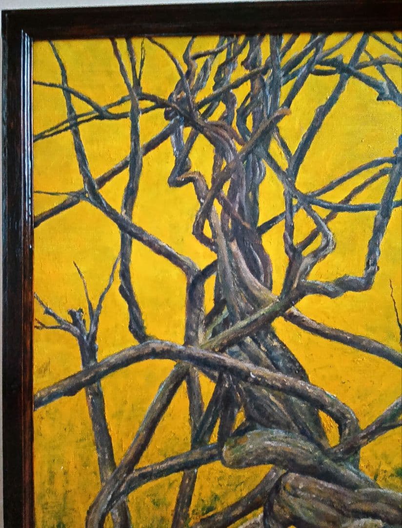 油絵 風景画 ★【やまふじ 枯木・巨木】P30号【7月】