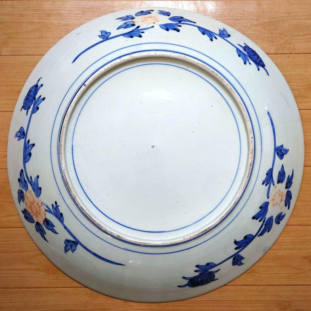 新春特価⚫希少特大皿⚫古伊万里色絵松竹梅花唐子図大皿⚫直径約46.5cm大正時代