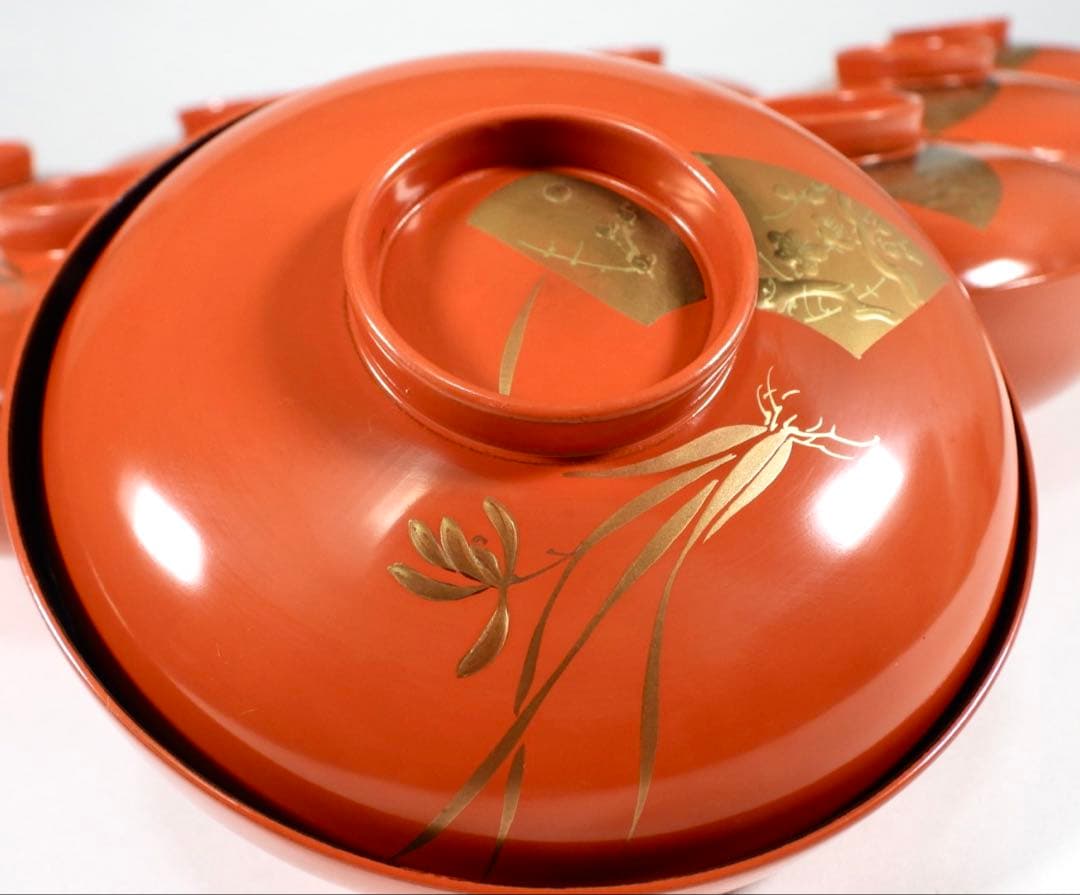 輪島塗 木製 金蒔絵 吸物椀 10客 蓋碗 漆芸 漆器