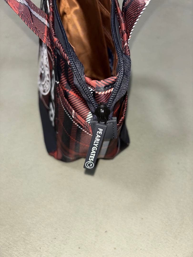 （新品）パーリーゲイツ、マルチチェック柄シリーズ、カートバッグ、ラウンドバッグ