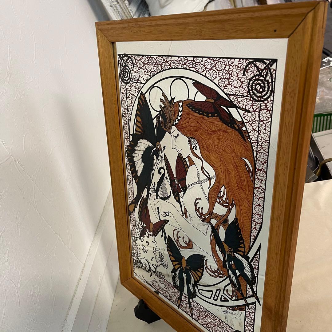 MR-229A アールヌーボー風 女性と蝶をモチーフにした鏡