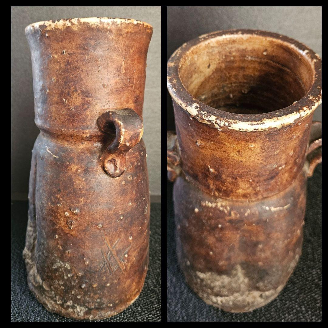 江戸時代　古信楽　双耳　壺　花入れ　花生け　茶道具　茶器　華道具　花器　オブジェ