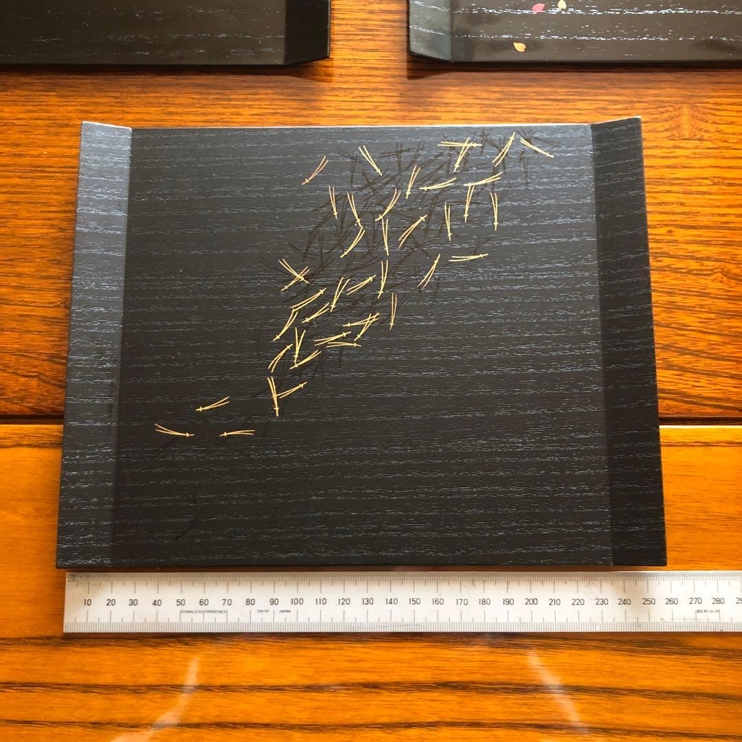 銘々皿　高級漆器 懐石御膳5客セット 金色の葉五色美品