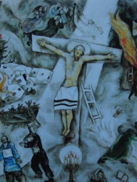 シャガール、白い磔刑、希少画集画、新品高級額付