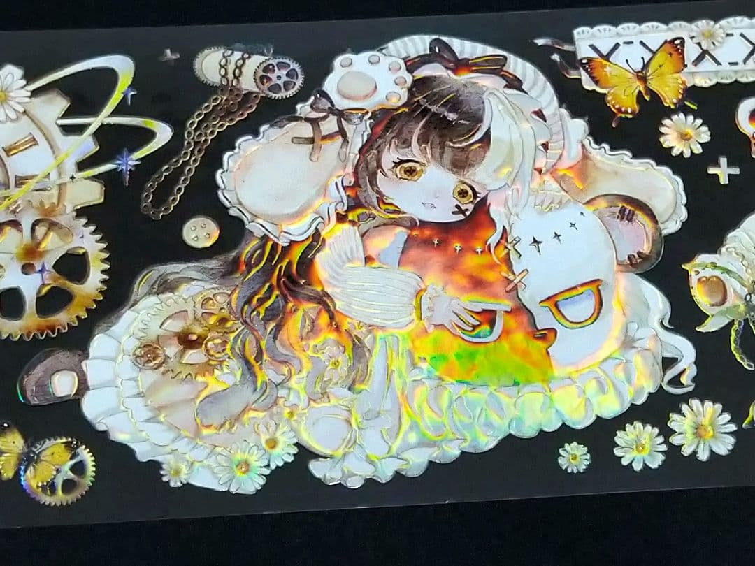 のこり１✩J193＃鎏金机械城白百合(虹光)切売海外人物装飾マステ女子