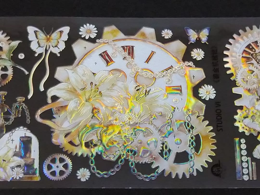 のこり１✩J193＃鎏金机械城白百合(虹光)切売海外人物装飾マステ女子