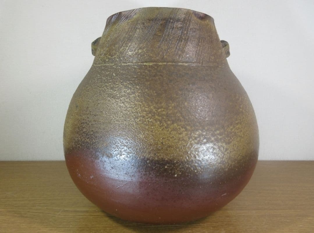 真作保証 藤原雄 最上位作品 備前線文擂座壷 人間国宝 重要無形文化財 岡山県