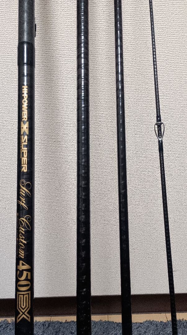 シマノハイパワーXスーパーサーフカスタム450EX！4本継ぎ投げ竿ガイド改造品