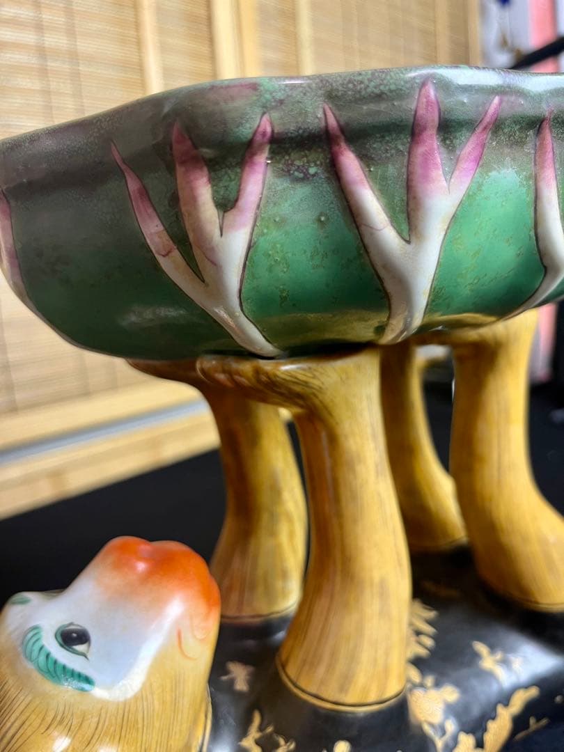 中国美術品　漢詩　陶器　猿　置物　美術品　アンテーク　お皿　茶道具　骨董品