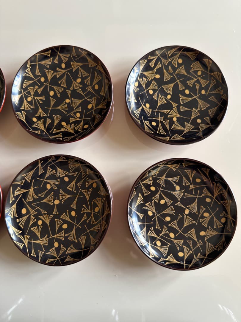 十客セット⭐️美品☆銀杏紋様蒔絵椀 祝膳用の金蒔絵の漆器 10客組 骨董 美術品