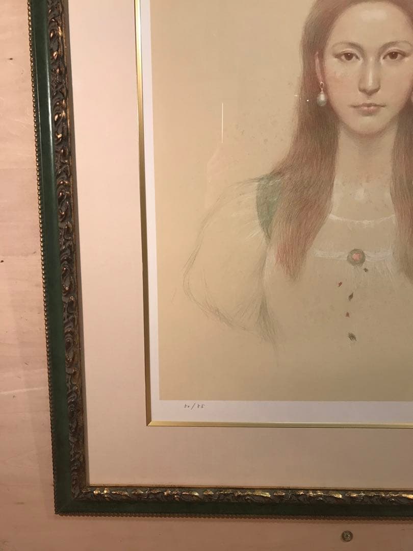 中山忠彦　「真珠の耳飾り」　リトグラフ　直筆サイン・エディション有り