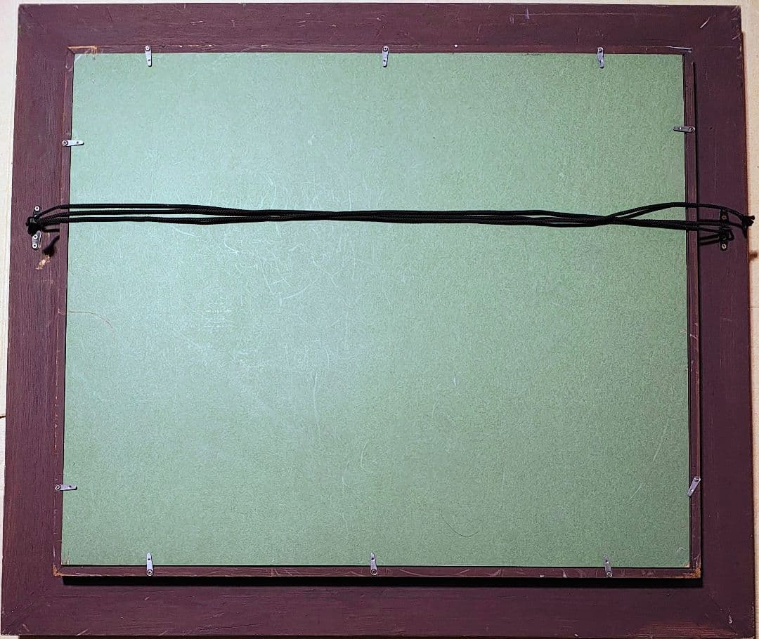 【F12号】大型 油絵 風景画 額縁入り バス停 山道 アンティーク 肉筆