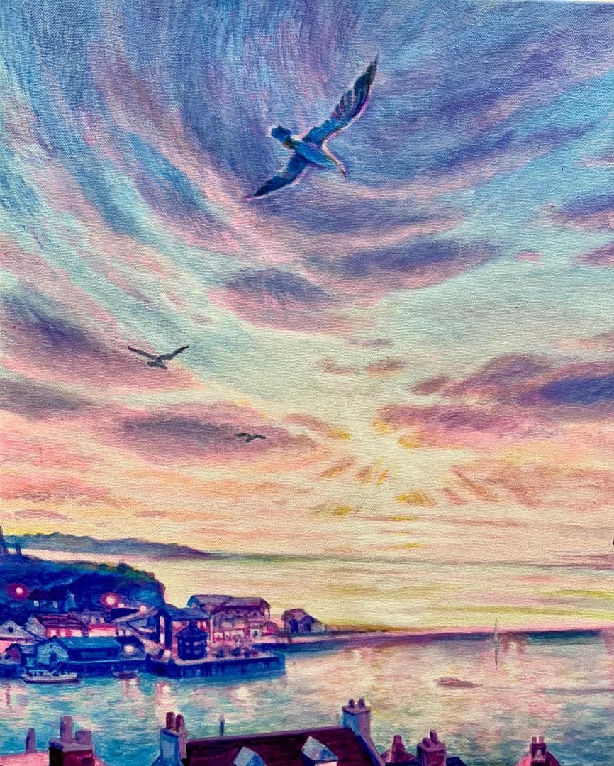 笹倉鉄平　風景画　手描き　１０号 表裏サイン 印譜　額装　骨董　絵画