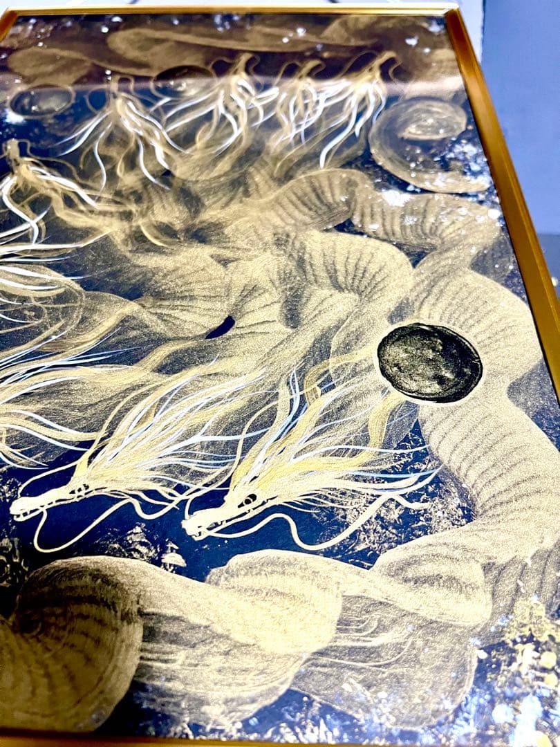 【九頭龍大権現】　開運　置物　龍神　アート　絵　一筆龍　ギベオン　イミラック隕石