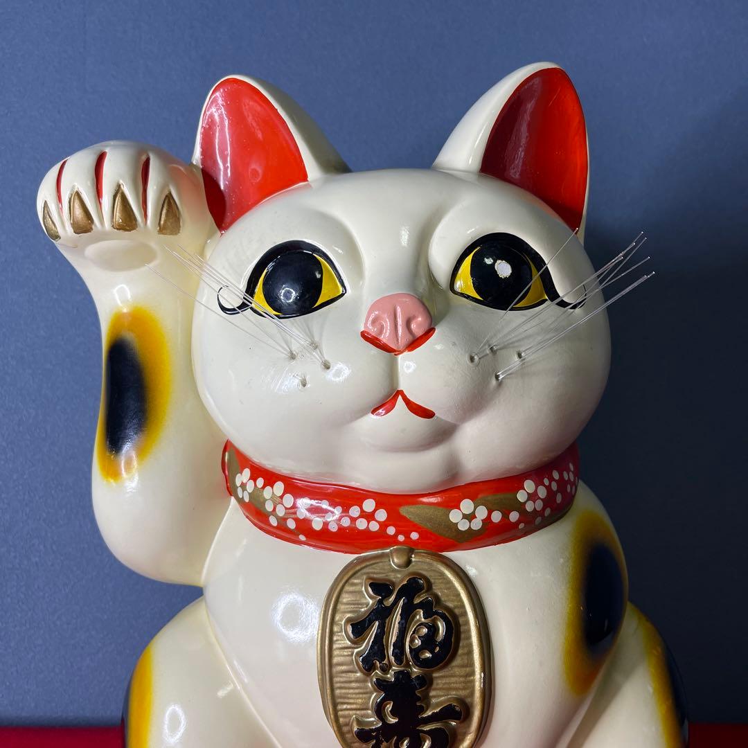 【　年代物　】特大　常滑焼　招き猫　右手招き　金運　昭和　レトロ