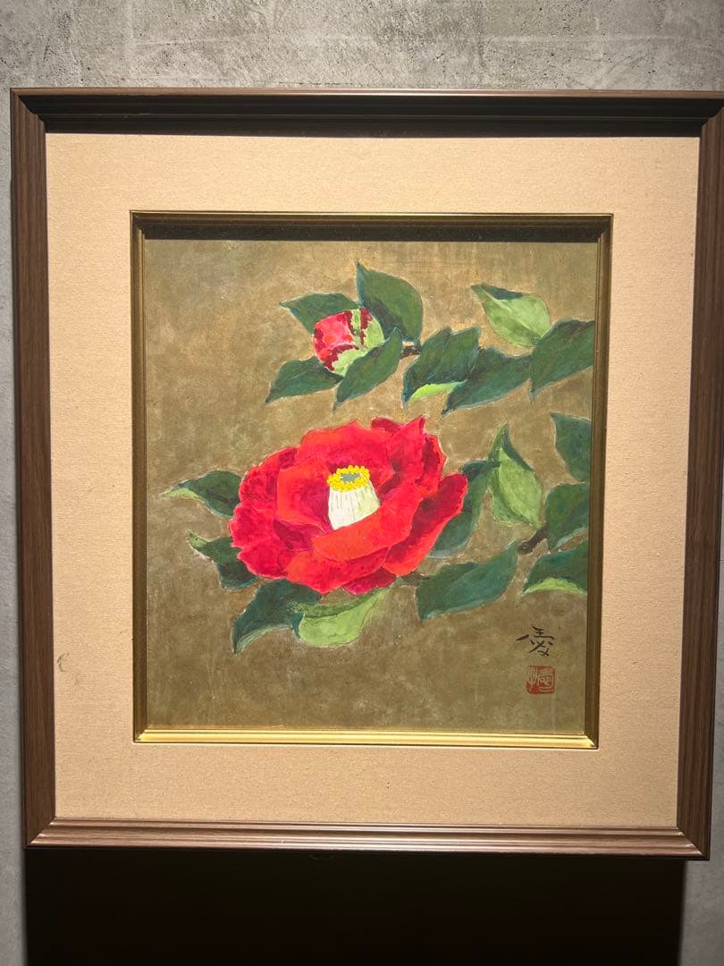 椿　肉筆日本画　作者不詳