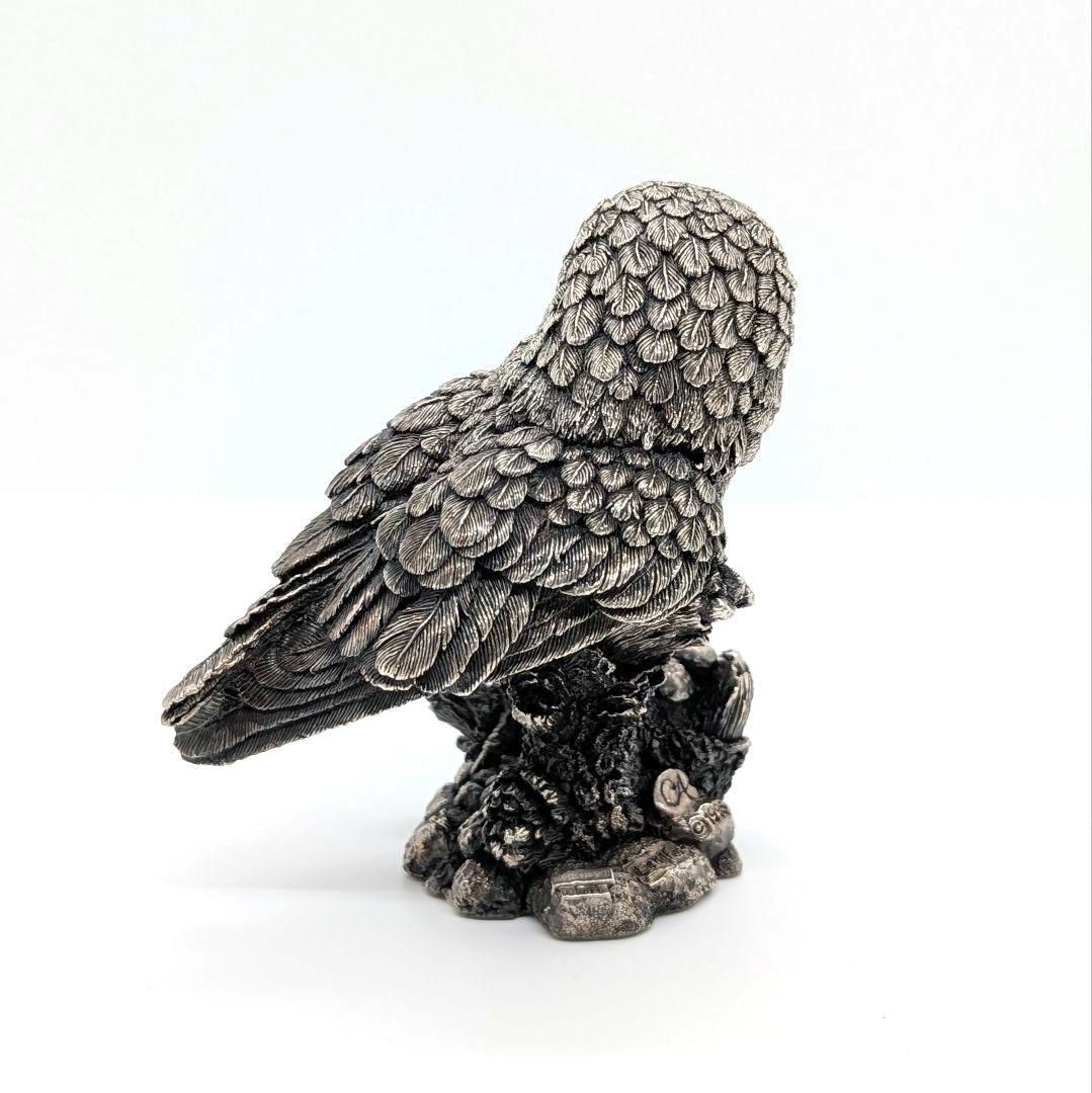 【希少・重量230g】英国 カントリーアーティスト 純銀張り オブジェ フクロウ