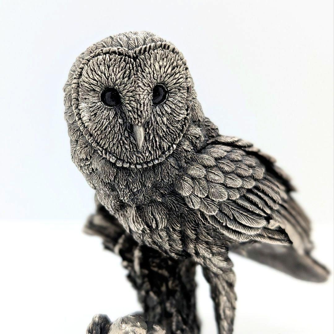 【希少・重量230g】英国 カントリーアーティスト 純銀張り オブジェ フクロウ
