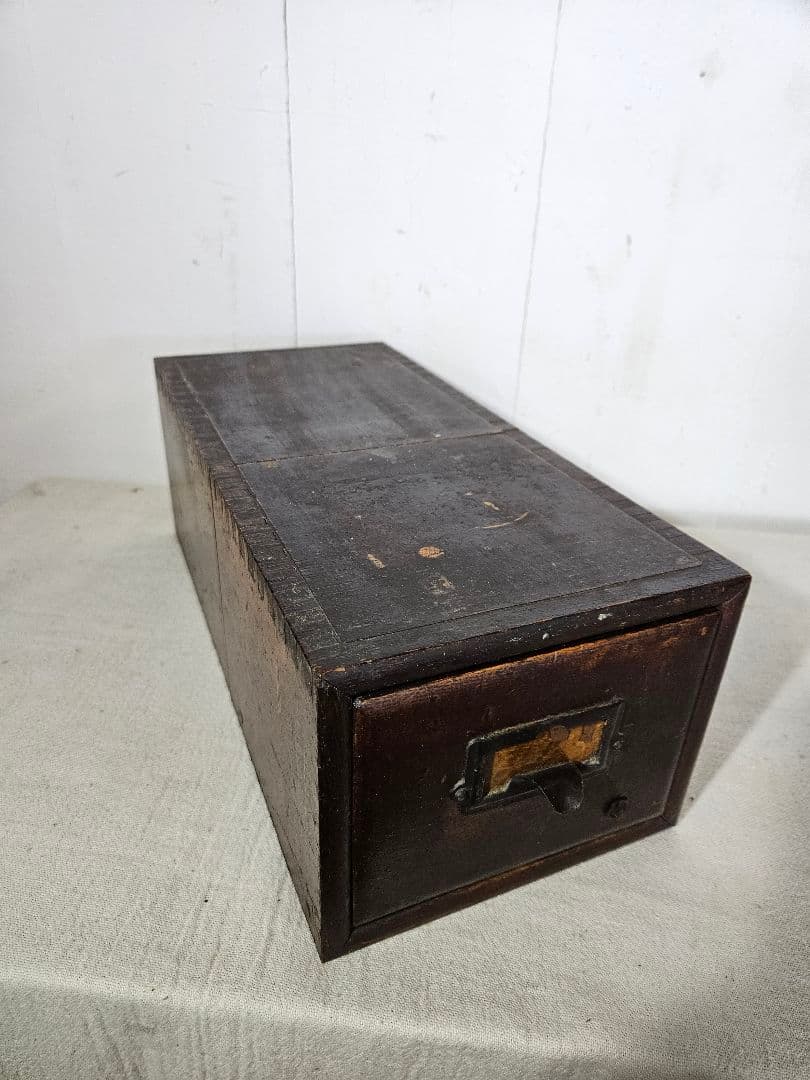 USアンティーク 木製のカードキャビネット ファイル ホルダー ドロワー 卓上