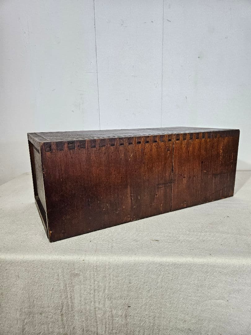 USアンティーク 木製のカードキャビネット ファイル ホルダー ドロワー 卓上