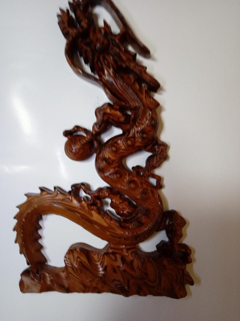 銘木屋久杉　祥瑞　昇龍木彫工芸