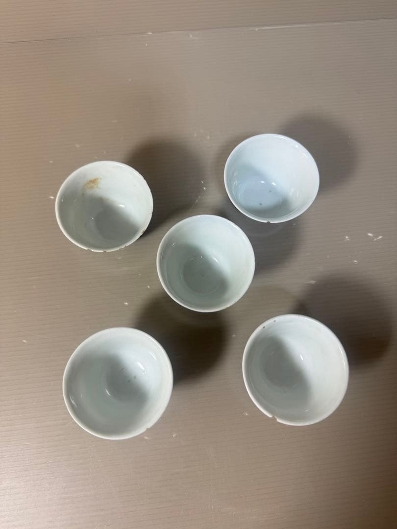 2617 中国骨董　大明成化年製銘　染付青花　湯呑5客　時代物