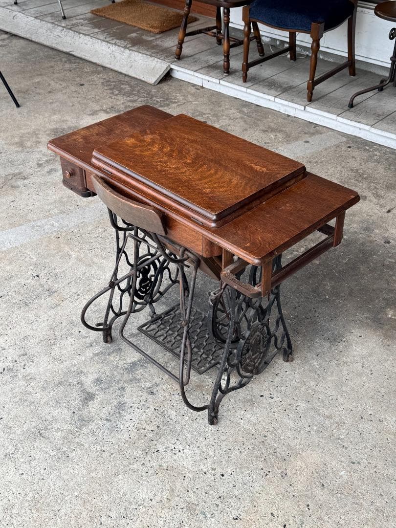 ◆超希少◆シンガーミシン専用チェア付　アンティーク　ミシンなし　作業台　テーブル