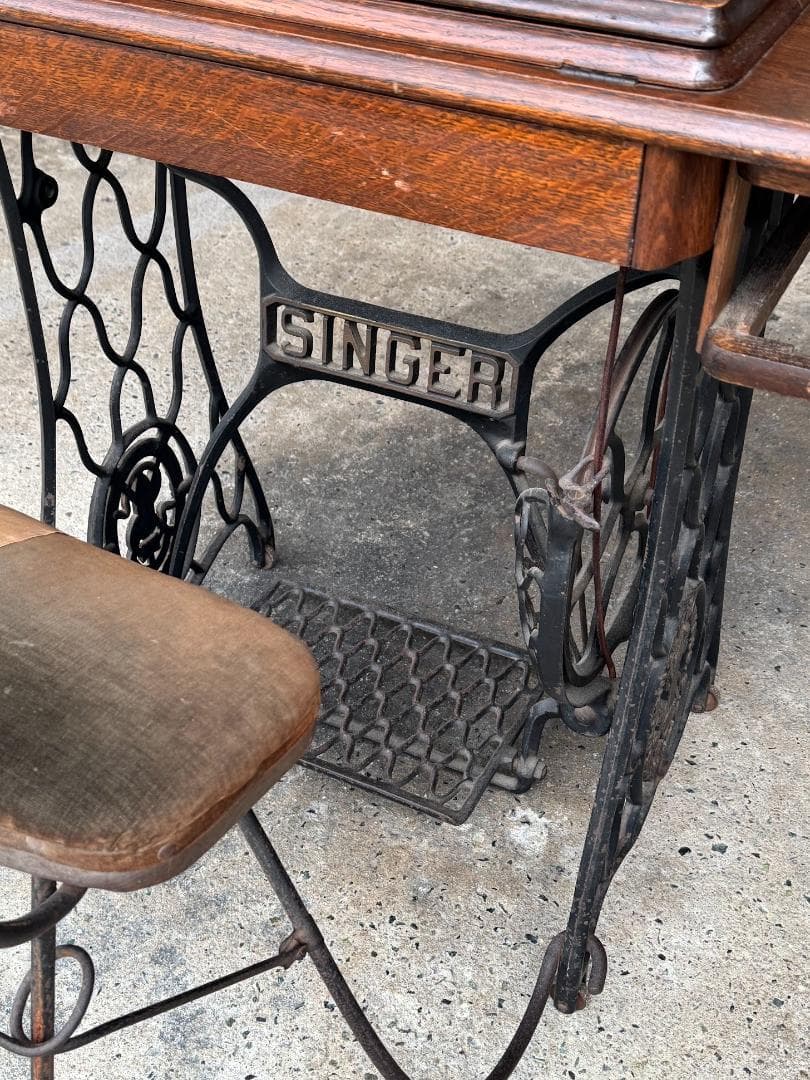 ◆超希少◆シンガーミシン専用チェア付　アンティーク　ミシンなし　作業台　テーブル