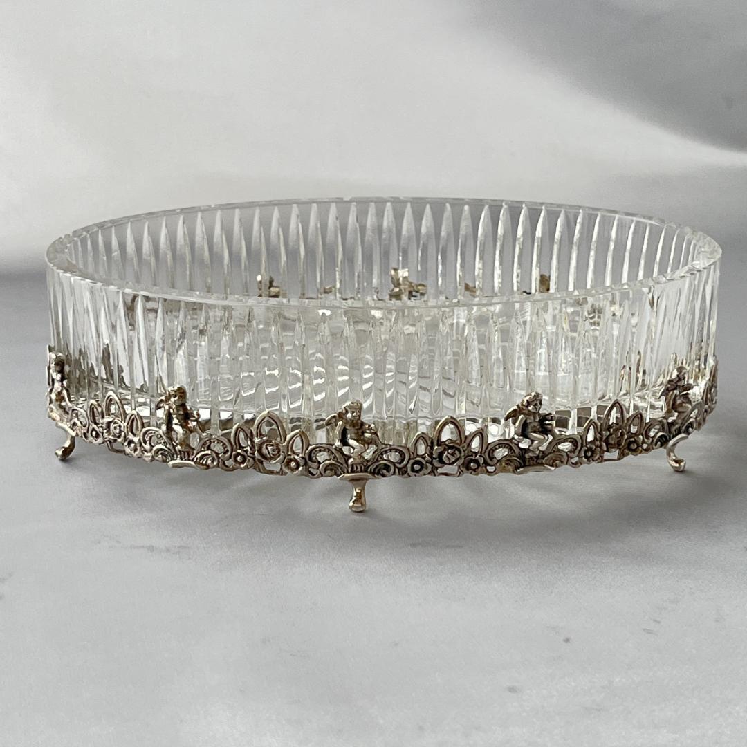 【ALBO】【純銀 / ガラス】天使と薔薇 オーバルのオーナメント 16.5cm