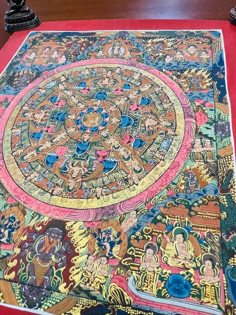 SALE【手描き肉筆画 チベット密教 一点物 新品 】タンカ 曼荼羅 a4