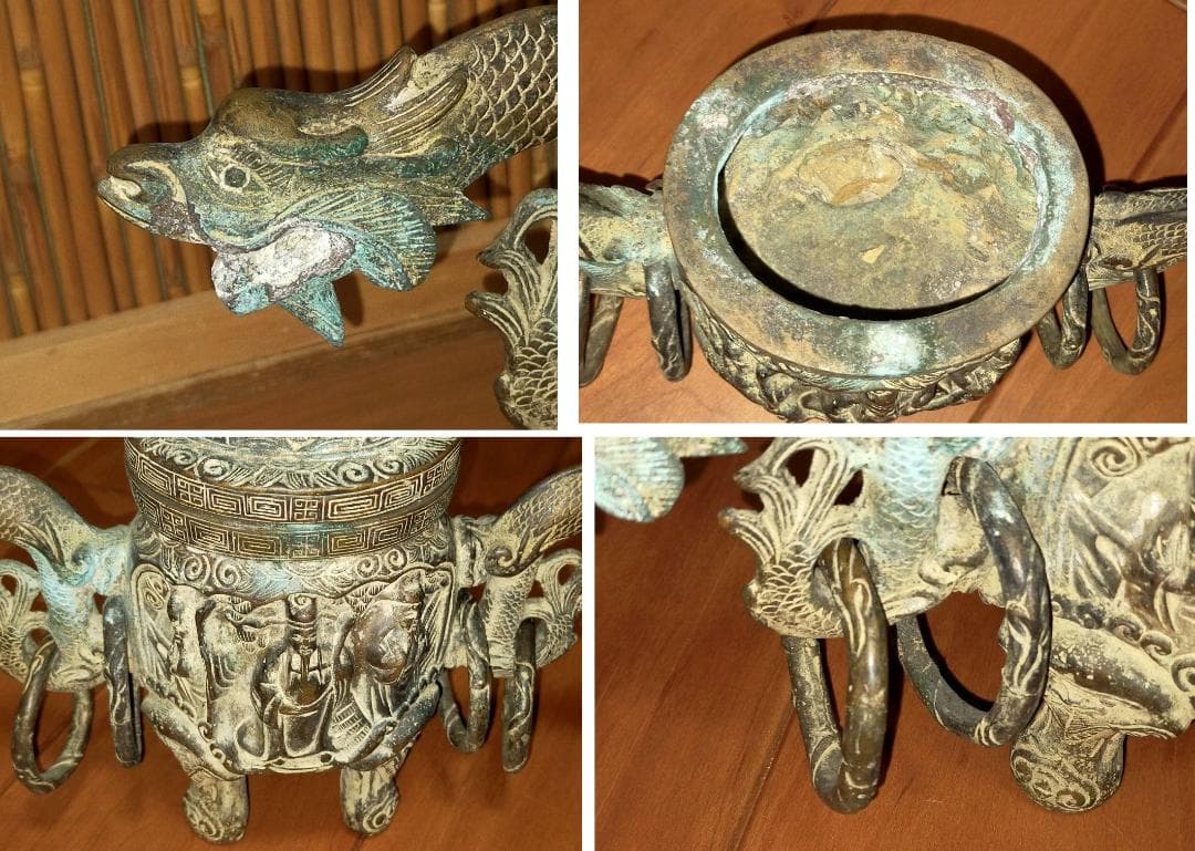 ♥とても古い　銅製　大香炉　在銘　骨董品