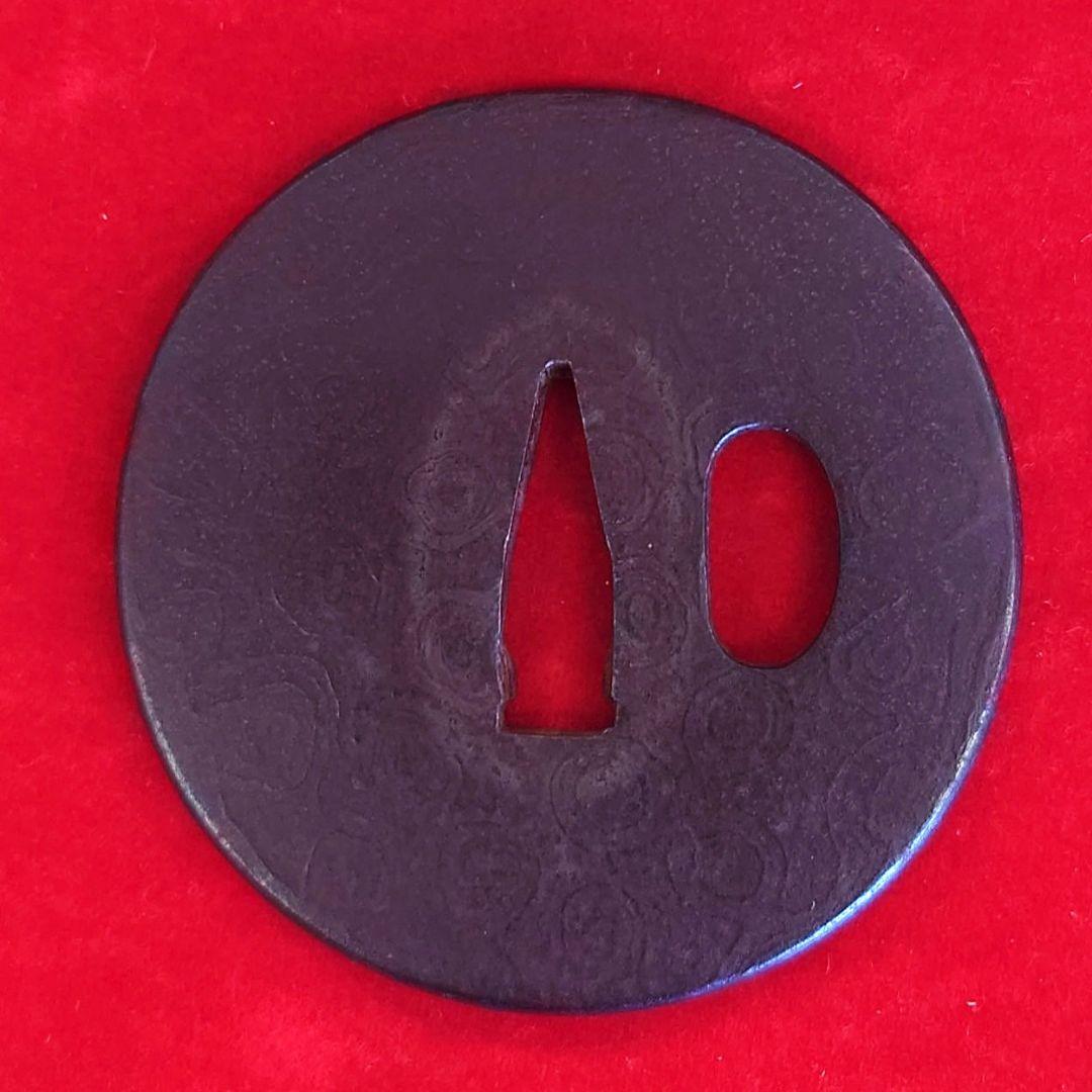 廣重銘時代鉄製 鍔(つば) 金色装飾付き NO 02