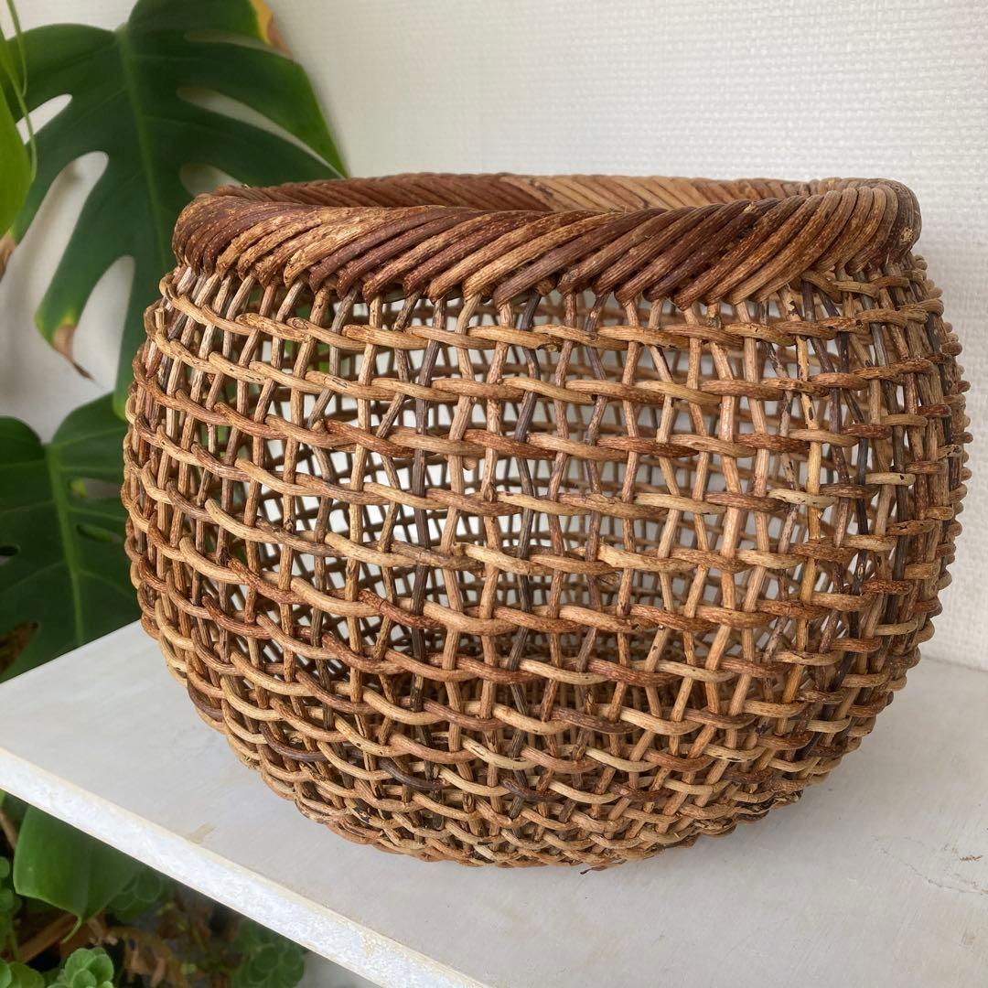 人気作家　中川原信一　あけび籠　丸型　希少品　民藝