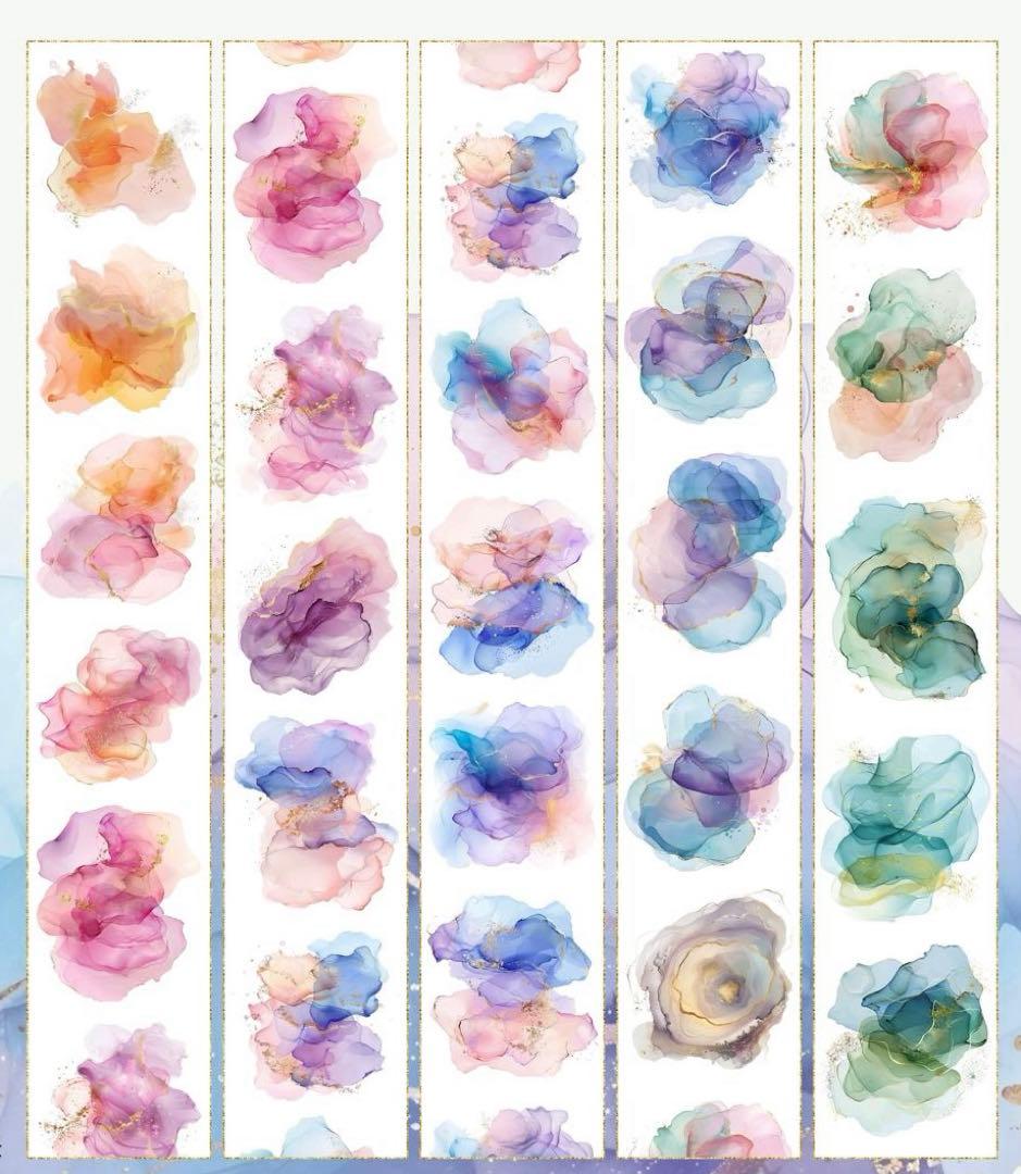 简单手帐《幻彩色块》海外マスキングテープ　マステ 【2283】