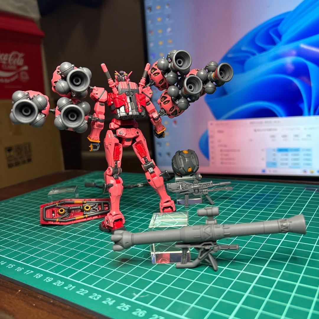 【完成品】HG 赤いガンダム　ビット6個　ザクバズーカ　部分塗装