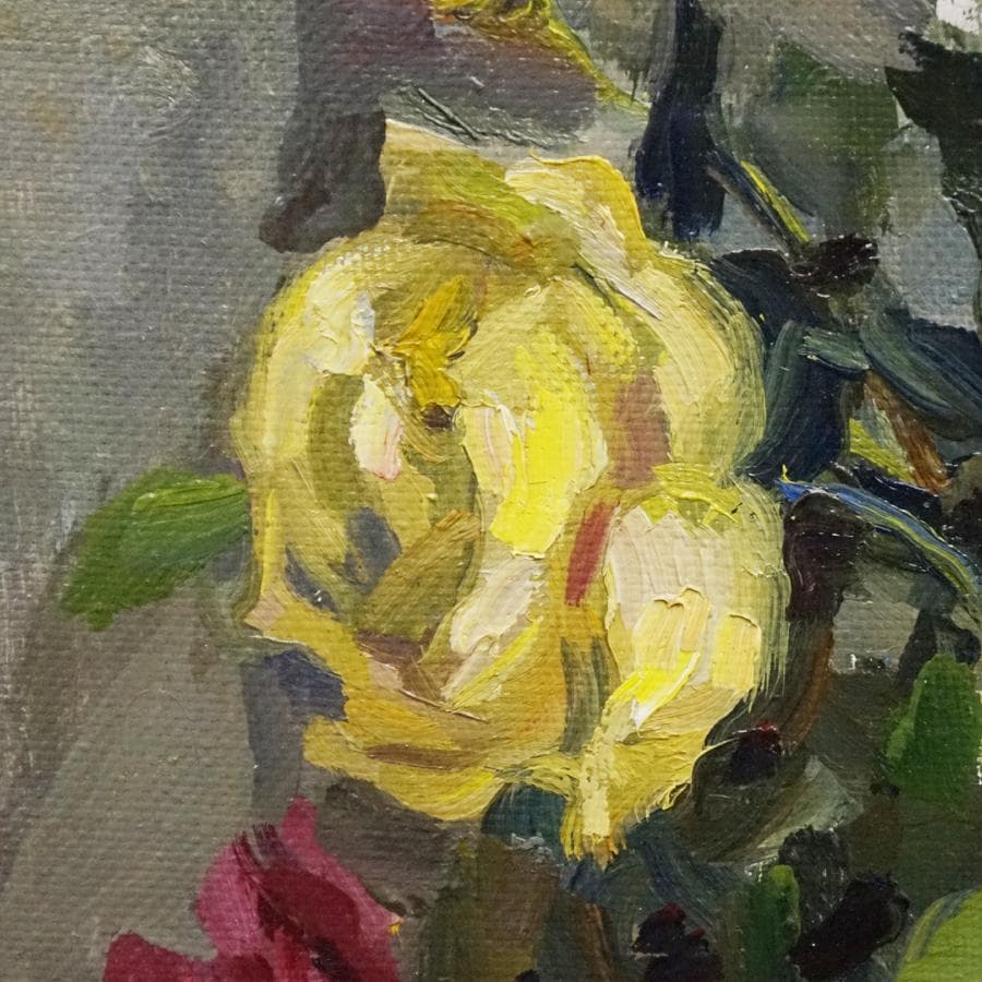 ナワシナ・クランジェフスカヤ『白い花瓶のばら』 8号 静物画 油彩 油絵 絵画