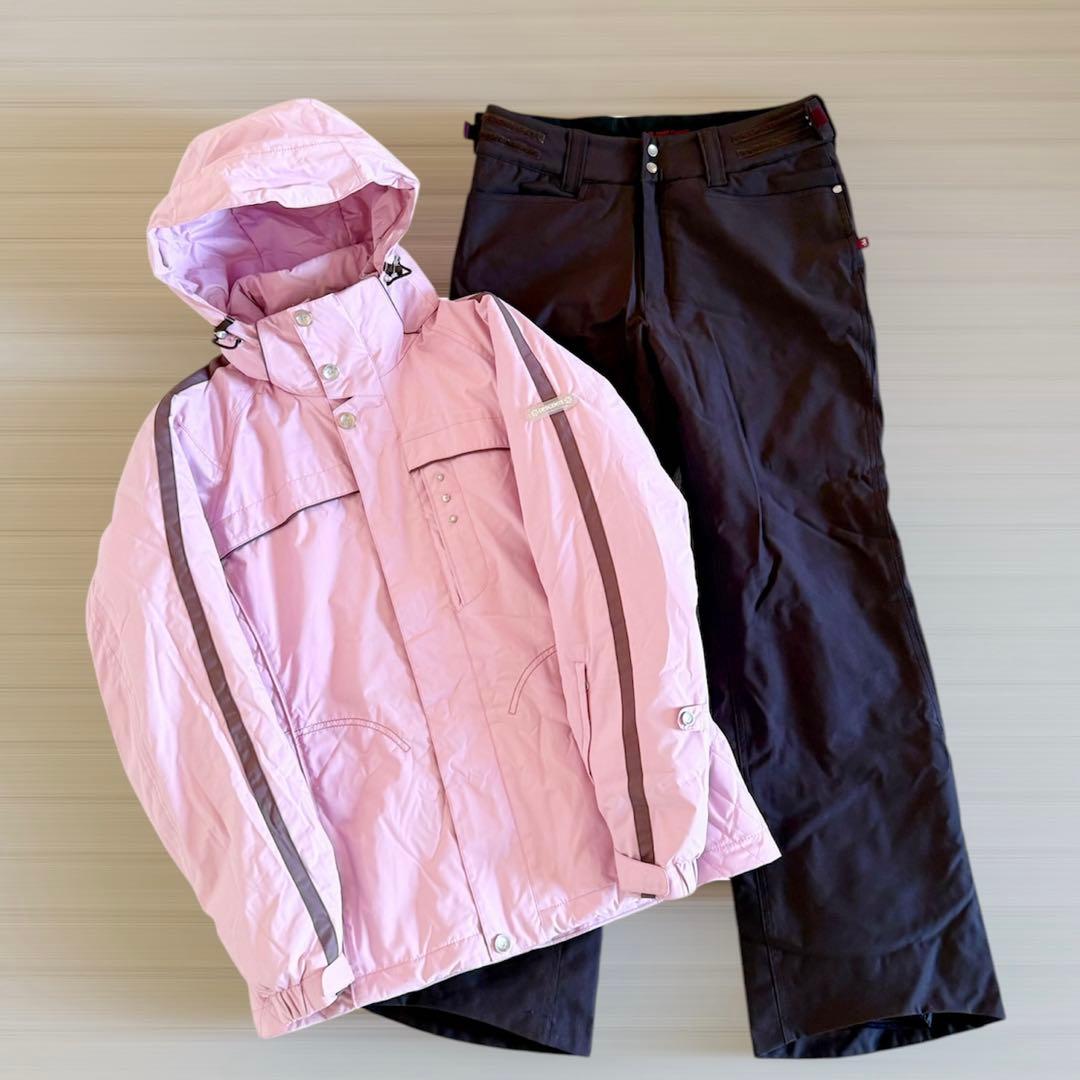 美品 セットアップ ピンク スキーウェア 上下 スノボ スノーボード