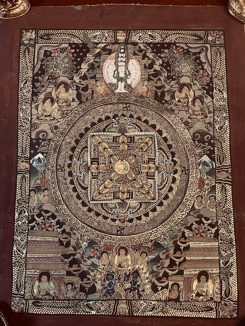 チベット密教 手描き曼荼羅（マンダラ）タンカ【新品・一点物】肉筆画 13
