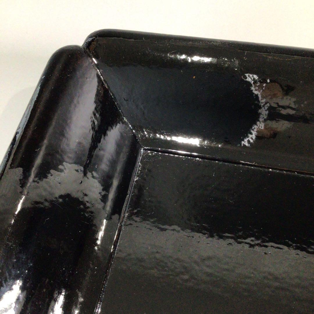 Ｐ７４６　四方盆　『鷲山塗』『山本象石作』『表千家　堀内宗完　箱書』　共箱