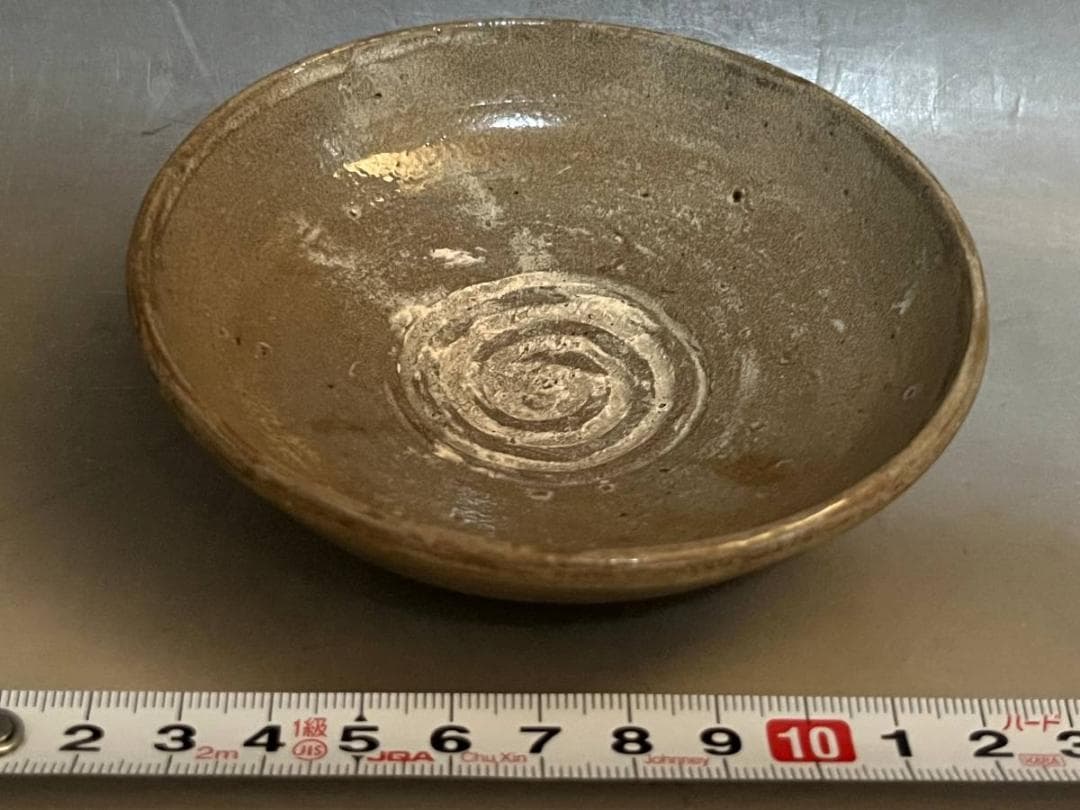 皿■古唐津 平皿 絵唐津 渦巻き 平杯 (江戸期)酒器 古美術 時代物 骨董品■