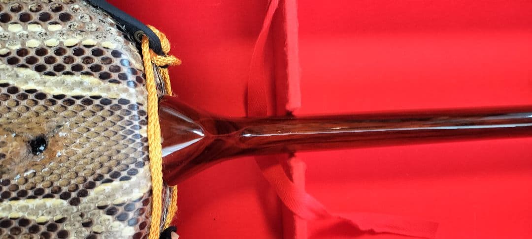 三線 黒檀 本皮一枚張りカマゴン 知念大工型