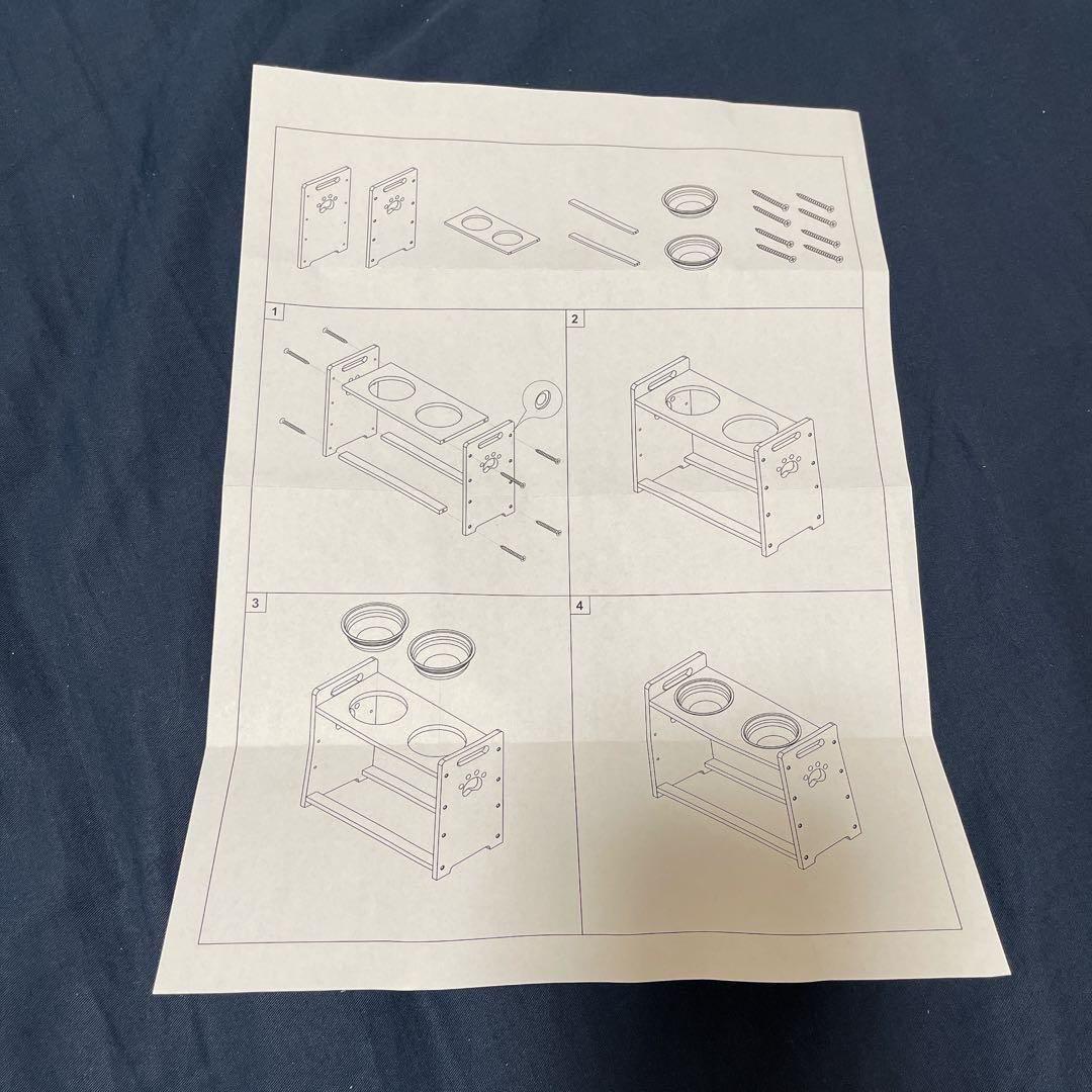 エサ台、猫・犬 木製15度斜めネコ食器 犬食事台 ペット餌入れ 犬猫用 説明書付