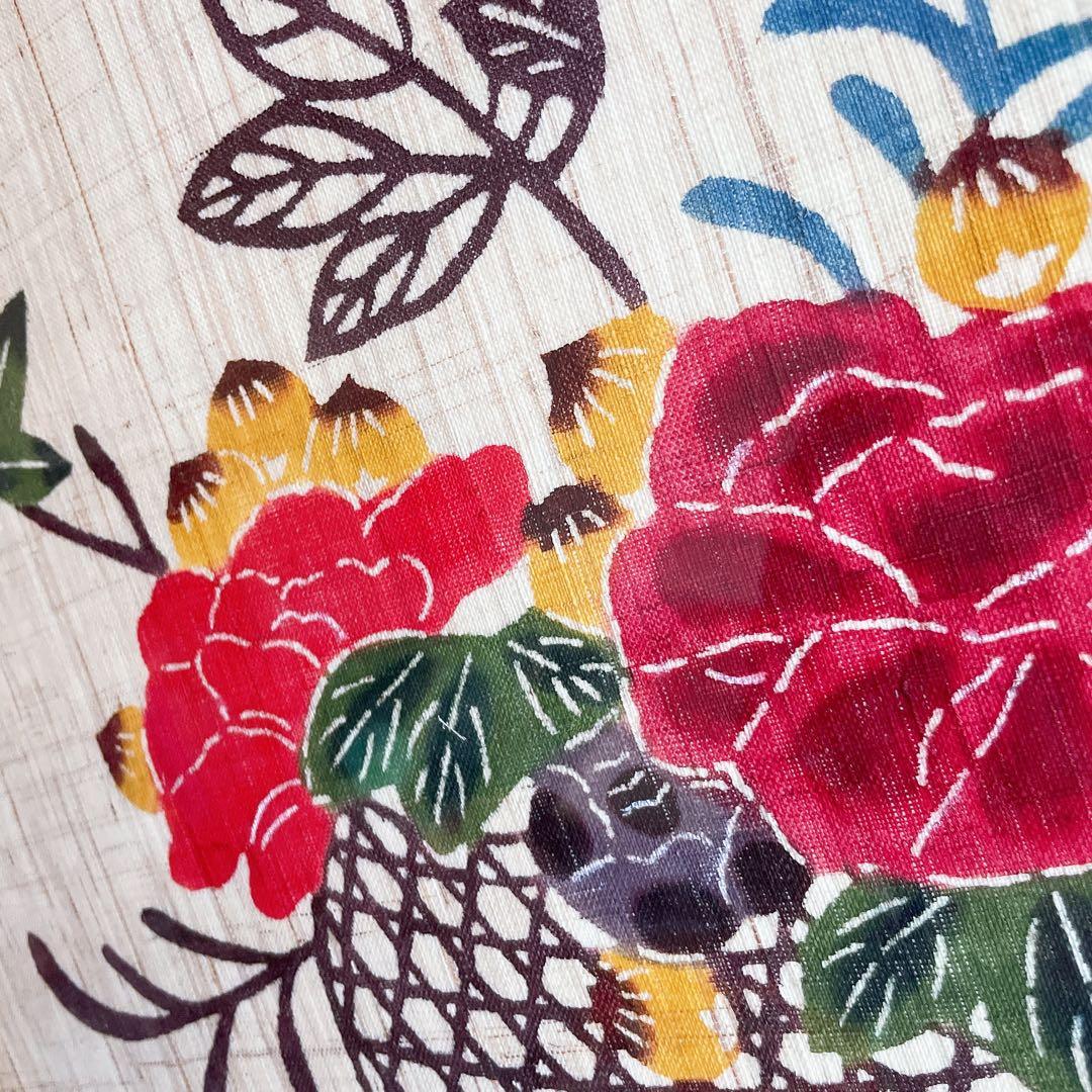 琉球紅型 びんがた 額入り 花籠と燕 沖縄 染物 インテリア