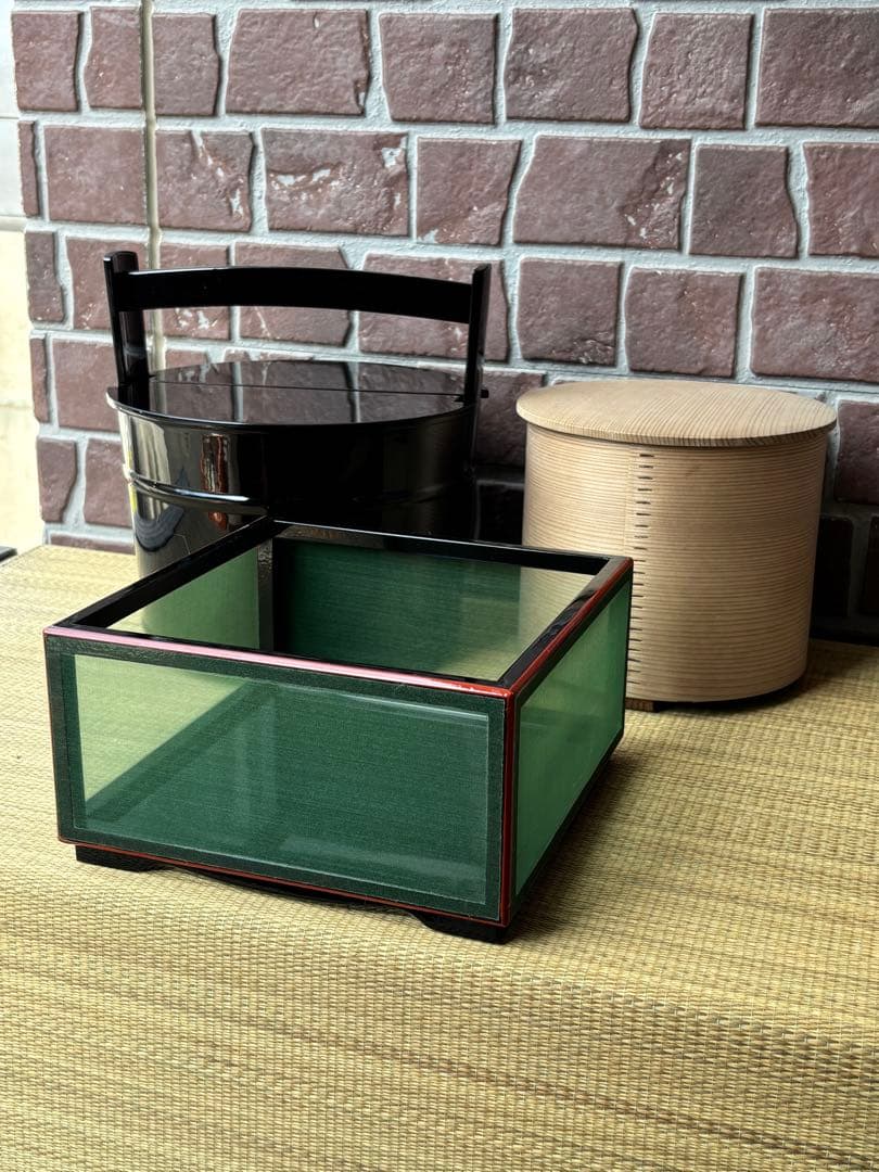 茶道具 黒真塗 手桶 水指 螢籠炭斗　曲水差　紙箱付