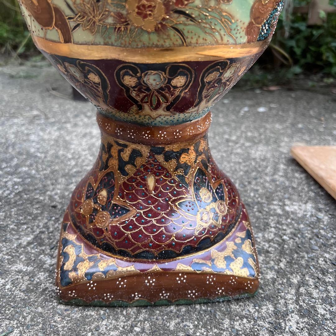 薩摩焼 花瓶 飾り壺 オブジェ 置物 花入 花器 木箱 高級陶芸 古民家 古道具