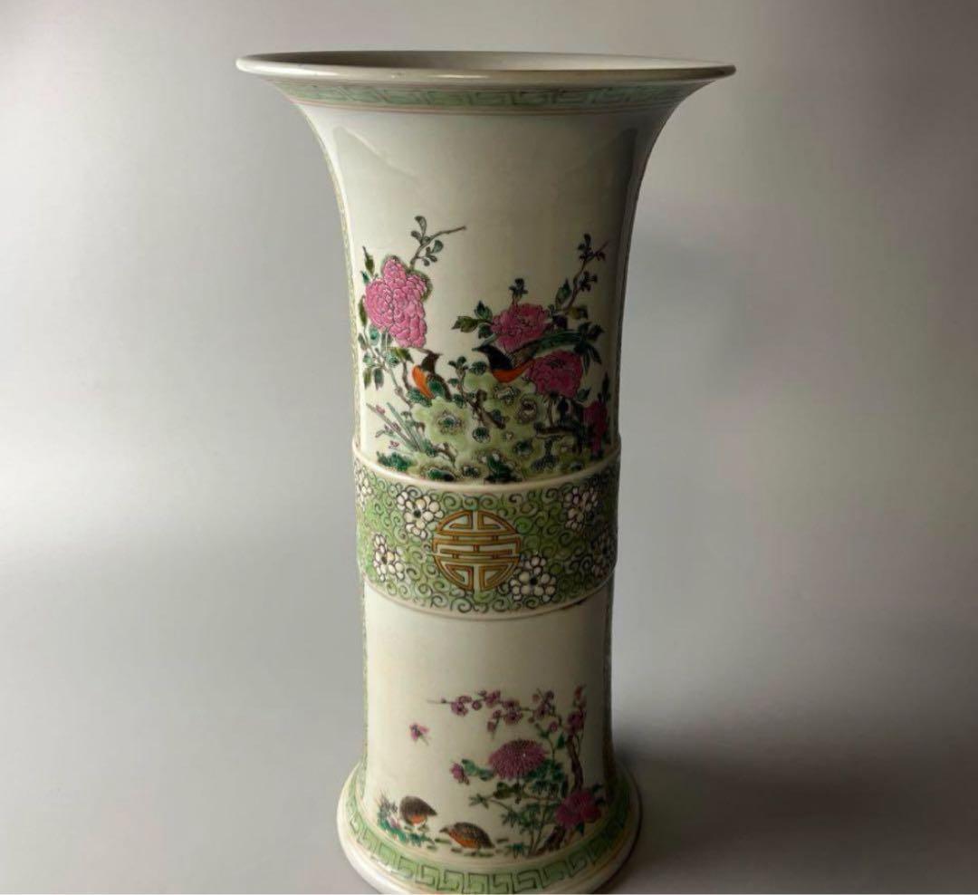 中国 花瓶色絵 粉彩 壺 飾壺 花器