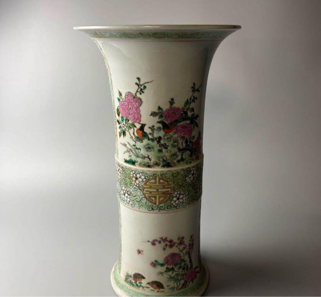 中国 花瓶色絵 粉彩 壺 飾壺 花器