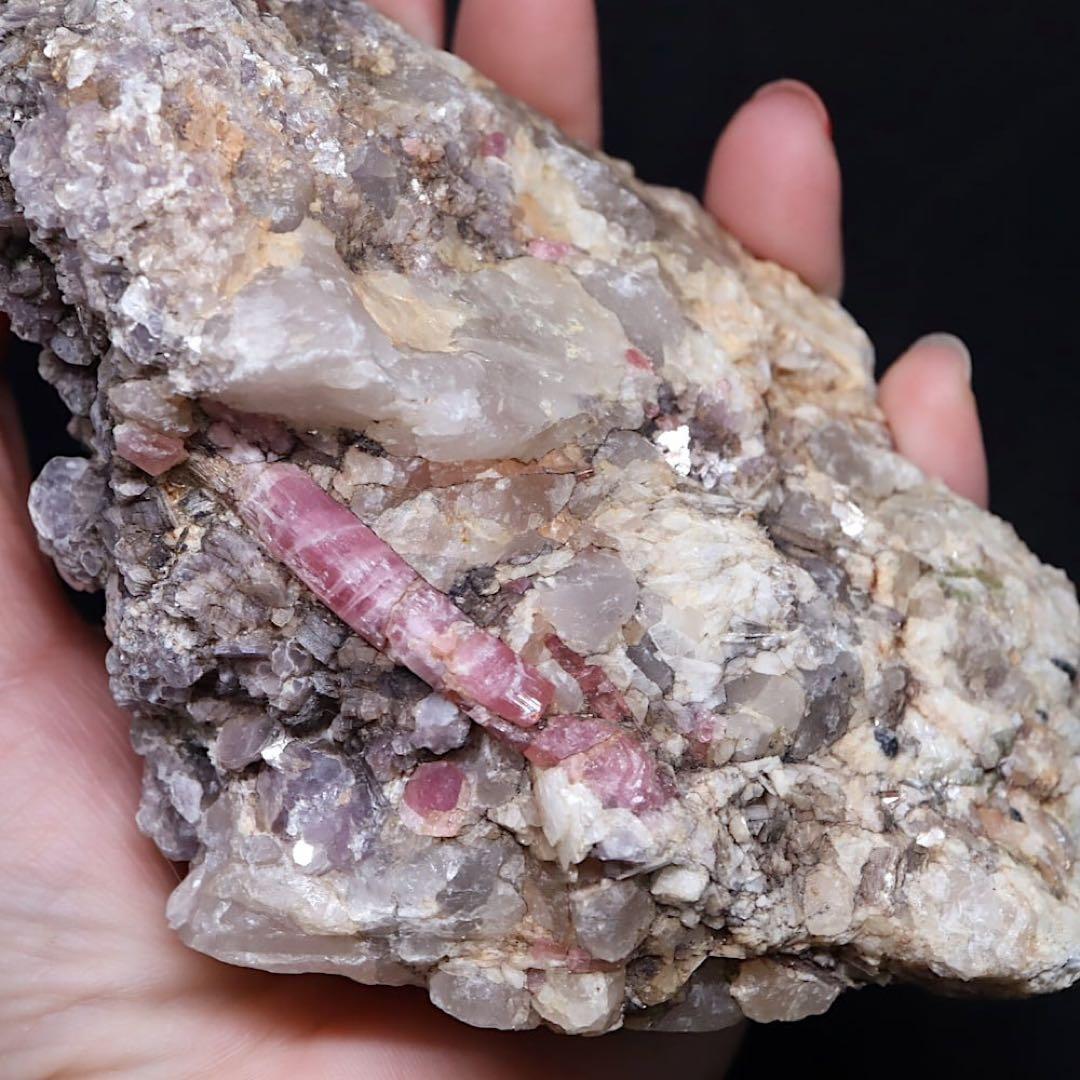 ピンクトルマリン 母岩 スモーキークォーツ 電気石 758,4g T632 原石