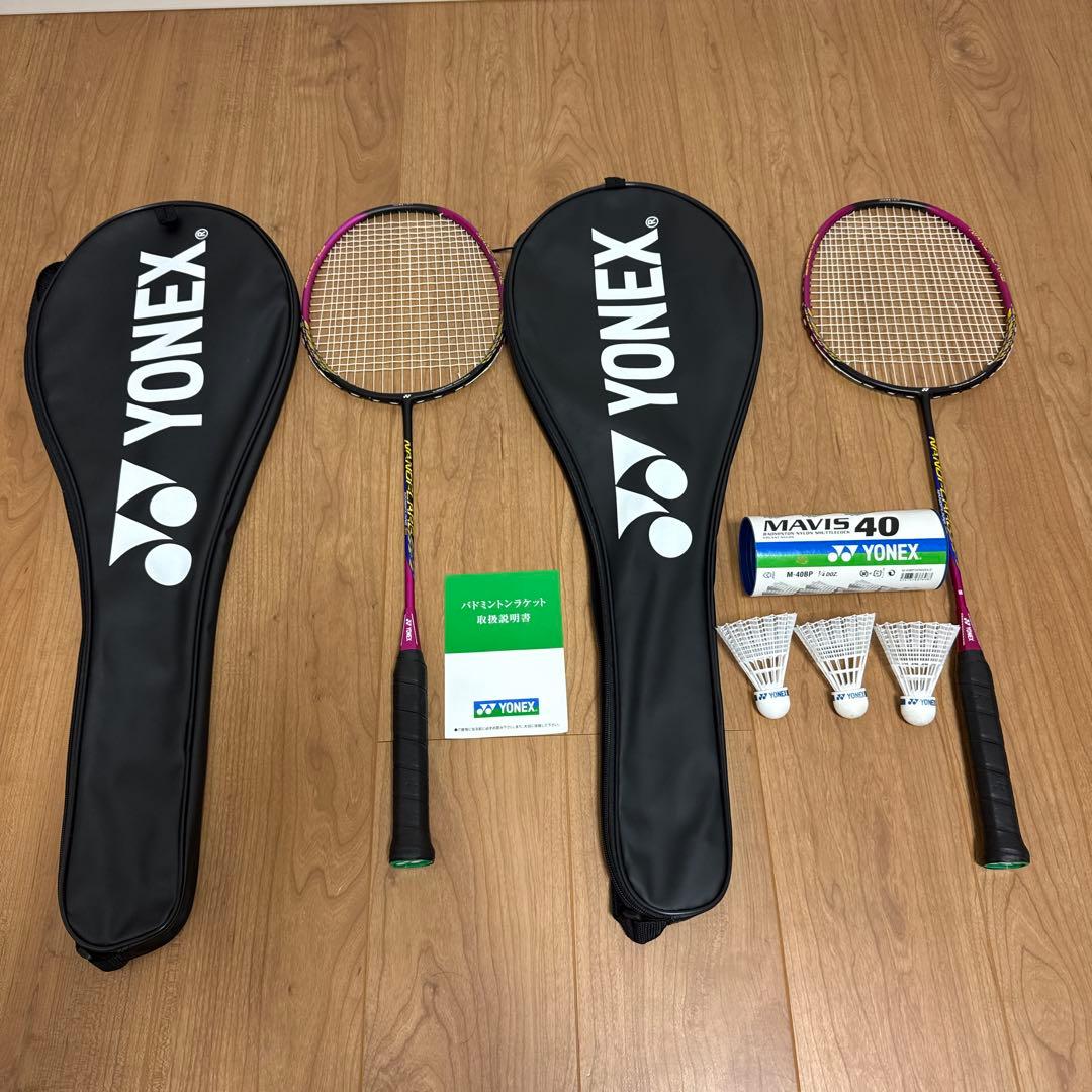 ヨネックス　バトミントン　ラケット　ナノフレア 2点セット　シャトル　ケース付